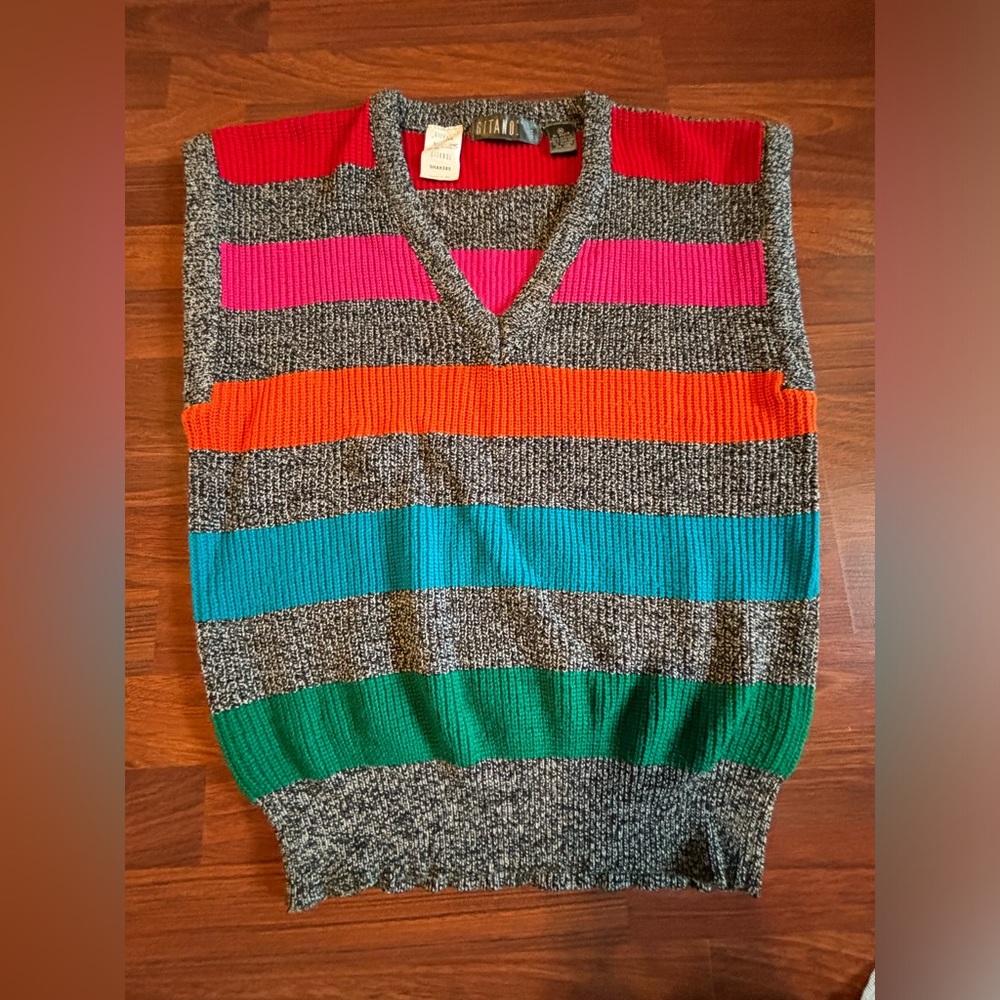 Vintage 80s 90s Gitano Sweater Vest Women’s Size Medium Colorful